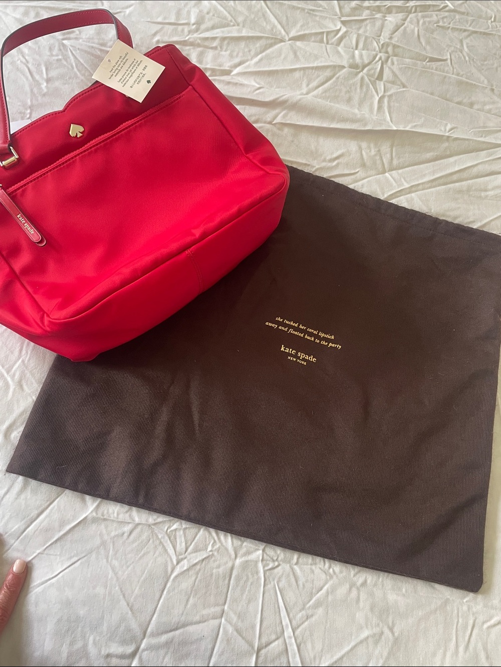 NWT kate spade Red canvas Tote with Gold Spade Accent - Picture 10 of 10